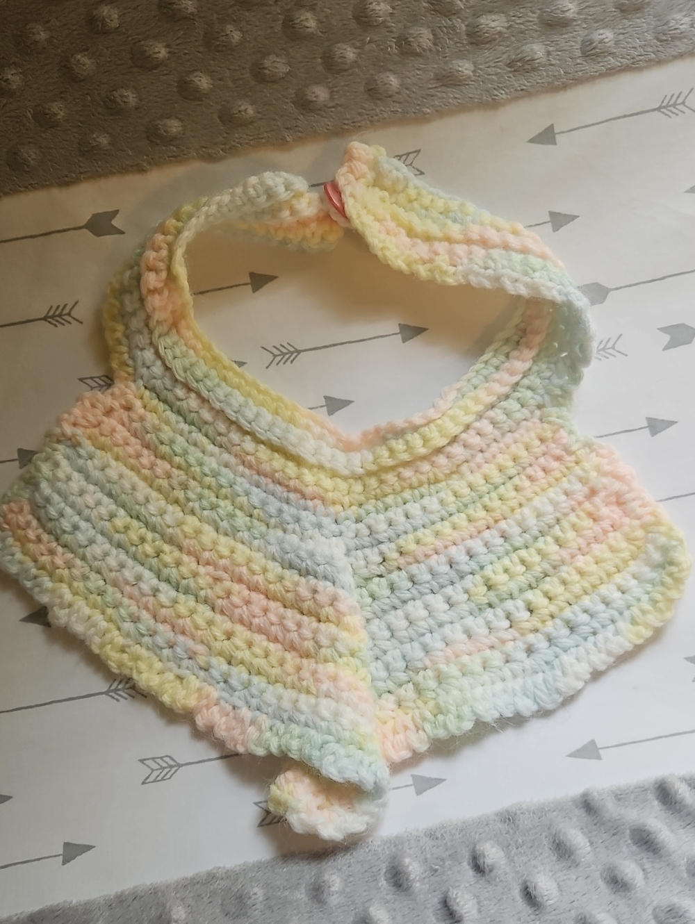 Handmade Pastel Crochet Baby Bib / Bandana - Multi Pastel